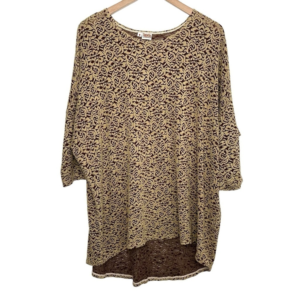 Tianello By Steve Barraza Womens Textured Knit Top Size Medium Tan USA